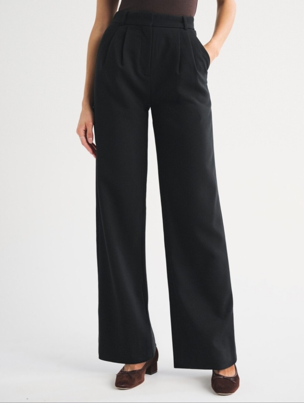 NWT Abercrombie & Fitch Sloane Tailored Wide Leg Pant - Black, 28L